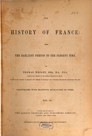The history of France : from the earliest period fo the present time, 3