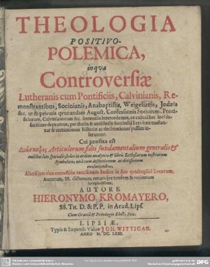 Theologia positivo-polemica recognita