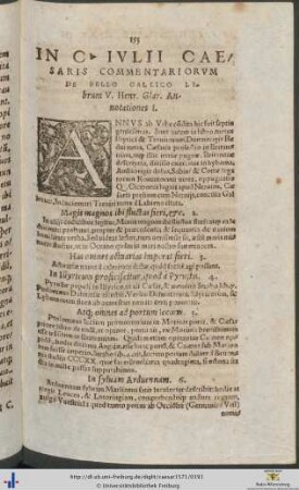 In Gaii Iulii Caesaris Commentariorum De Bello Gallico Henrici Glareani Annotationes In Librum V