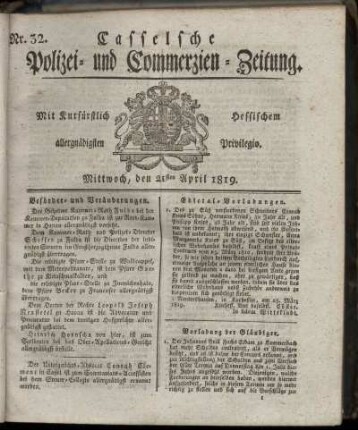 Nr. 32, Mittwoch, den 21sten April 1819