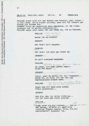 Drehbuch (Fassung von 14.03.1983, Auszug)