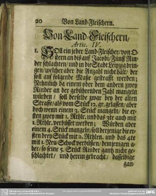 Von Land-Fleischern, Artic. IV