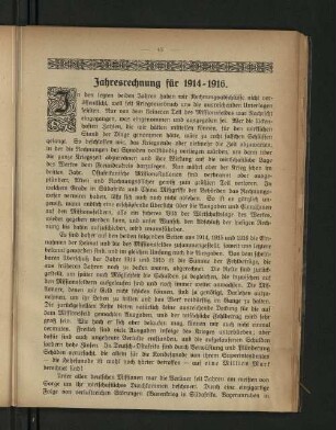 Jahresrechnung für 1914-1916.