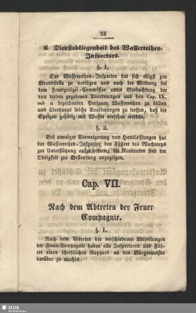 Cap. VII. Nach dem Abtreten der Feuer-Compagnie