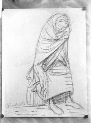Frierendes Mädchen : Frierendes Mädchen. Kohlezeichnung; 380 x 294 mm (1915; E. Barlach). New York: Privatbesitz