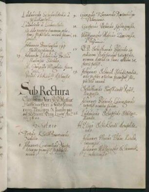 Sommerhalbjahr 1600. Rektorat Matthias Hafenreffer