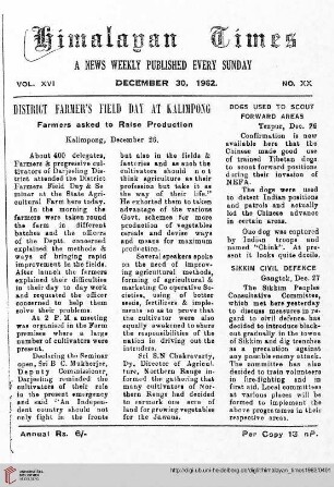 No. XX (30 December 1962)