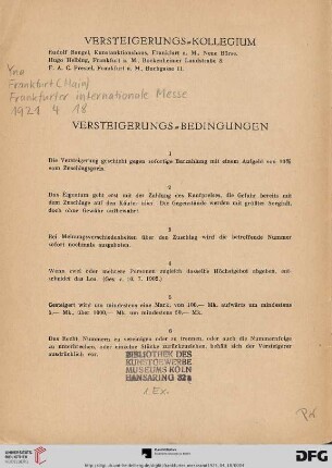 Versteigerungs-Kollegium/Versteigerungs-Bedingungen