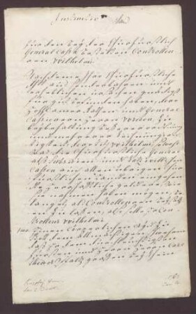 Wilhelmi reversiert anlässlich seiner Ernennung zum Generalkassier und Kontroleur.