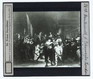 Rembrandt, Nachtwache (Amsterdam RM, SK-C-5),Lundens (zugeschr.), Kopie der Nachtwache von Rembrandt (London NG289)