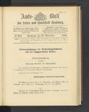 No. 282, 27. November 1918