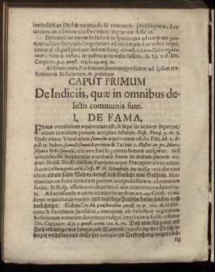 Caput Primum De Indiciis, quæ in omnibus delictis communia sunt.
