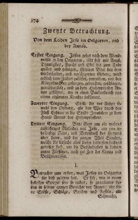 Zweyte Betrachtung. Von dem Leiden Jesu im Oelgarten, und bey Annas