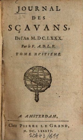 Journal des sçavans. 1680 = T. 8 (1682)