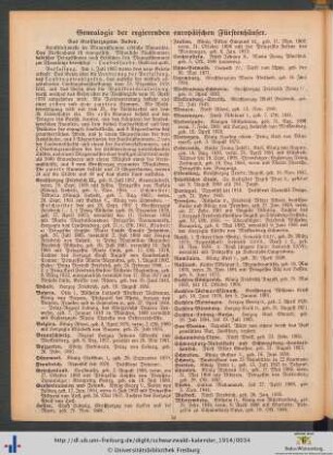 Genealogie der regierenden europäischen Fürstenhäuser.