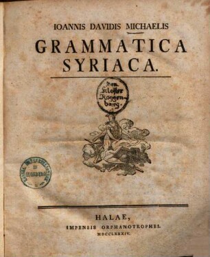 Ioannis Davidis Michaelis Grammatica Syriaca