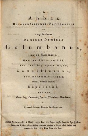 Catalogus religiosorum ordinis S.P. Benedicti in monasterio Seitenstettensi inferioris Austriae viventium anno Chr. ..., 1827
