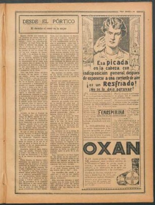 Desde el pórtico : El derecho al amor en la mujer