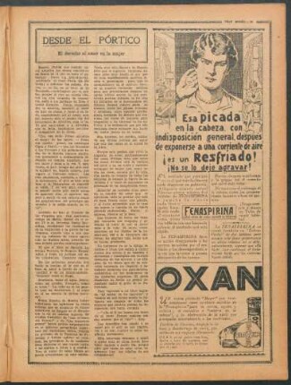 Desde el pórtico : El derecho al amor en la mujer