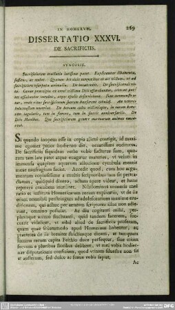 Dissertatio XXXVI. De Sacrificiis