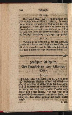 Zwölfter Abschnitt. Von Untersuchung derer kalkartigen Steine