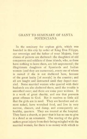 Grant to seminary of Santa Potenciana