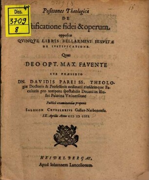 Positiones theologicae de iustificatione fidei et operum