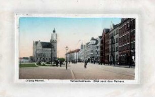 Halleschestrasse. Blick nach dem Rathaus : Leipzig-Wahren