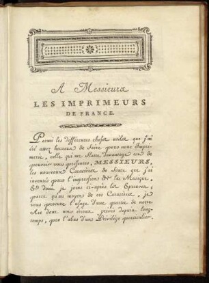A Messieurs Les Imprimeurs De France.