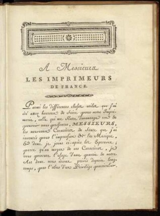 A Messieurs Les Imprimeurs De France.