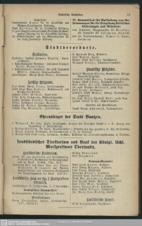 Landständisches Direktorium und Bank des Königl. sächs. Markgrafthums Oberlausitz
