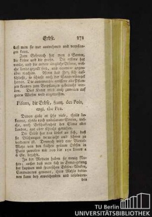 Pisum, die Erbse, franz. des Pois, engl. the Pea.