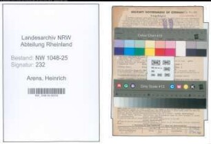 Entnazifizierung Heinrich Arens , geb. 29.07.1892 (Metzger)