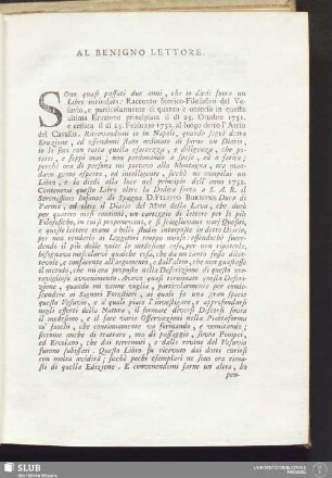 Al Benigno Lettore