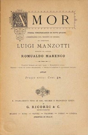 Amor : poema coreografico in nove quadri ; (terminando col Trionfo di Cesare)