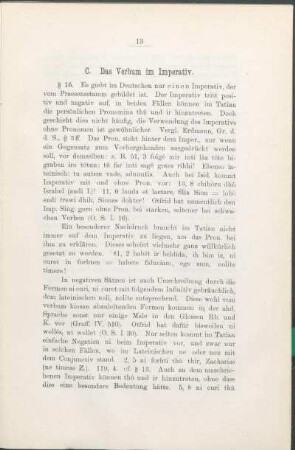 C. Das Verbum im Imperativ.