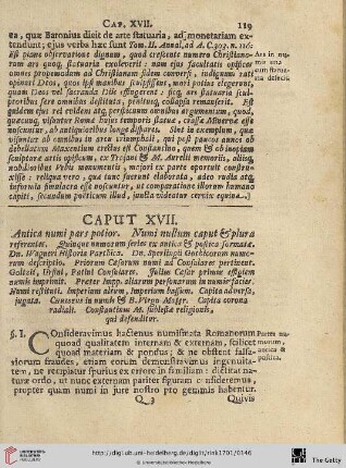 Caput XVII: Antica numi pars potior