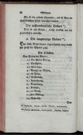 A. Die langwierige Geburt.
