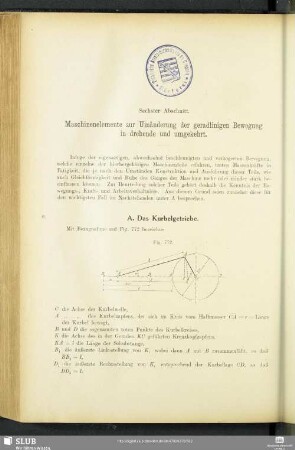 Sechster Abschnitt. Maschinenelemente zur Umänderung der geradlinigen Bewegung in drehende und umgekehrt.
