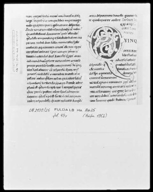 Augustinus, De civitate Dei — Initiale Q (uinq), Folio 49 verso