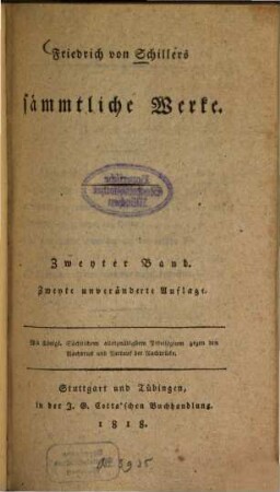 Friedrich von Schiller's sämmtliche Werke, 2