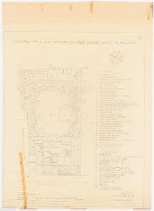 Garten Dr. Manfred Dunkel, Köln: Bepflanzungsplan 1:100