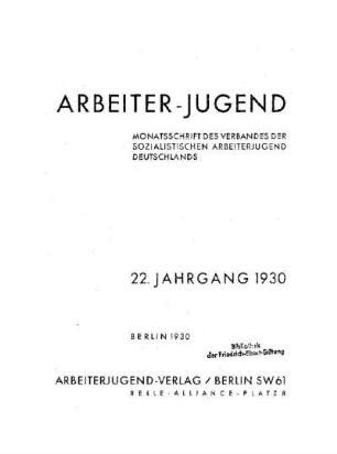 22: Arbeiter-Jugend - 22.1930