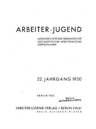 22: Arbeiter-Jugend - 22.1930