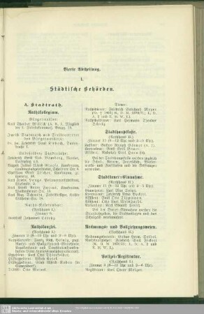 Vierte Abtheilung. Behördenverzeichnis