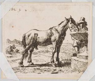 The set of the horses (6 Blatt): 2. The horse near the well