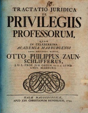 Tractatio iur. de privilegiis professorum
