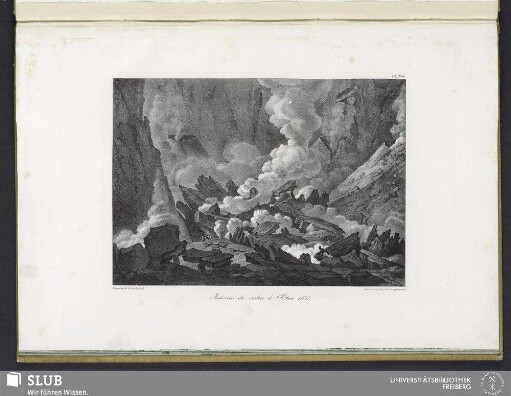 Pl. 7.bis. Intérieur du cratère de l'Etna, 1832