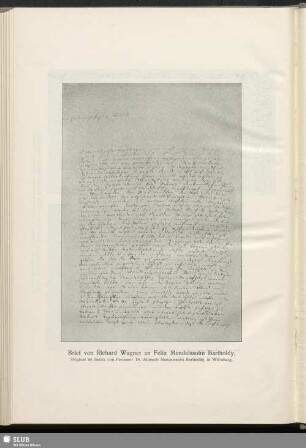 Brief von Richard Wagner an Felix Mendelssohn Bartholdy