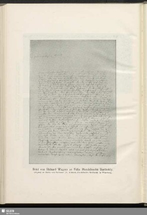 Brief von Richard Wagner an Felix Mendelssohn Bartholdy